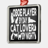 Oboe Player houdt van katten Metalen Ornament (Links)