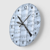 Oboe ~ Rollend blad Muziek ~ Blue Tint Background Grote Klok (Hoek)