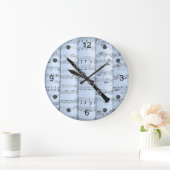 Oboe ~ Rollend blad Muziek ~ Blue Tint Background Grote Klok (Huis)