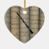Oboe ~ Rollend blad Muziekachtergrond ~ Musical Keramisch Ornament (Voorkant)