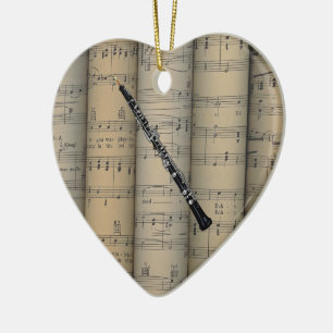 Oboe ~ Rollend blad Muziekachtergrond ~ Musical Keramisch Ornament