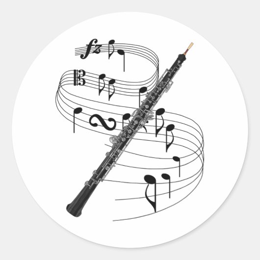 Oboe Ronde Sticker (Voorkant)
