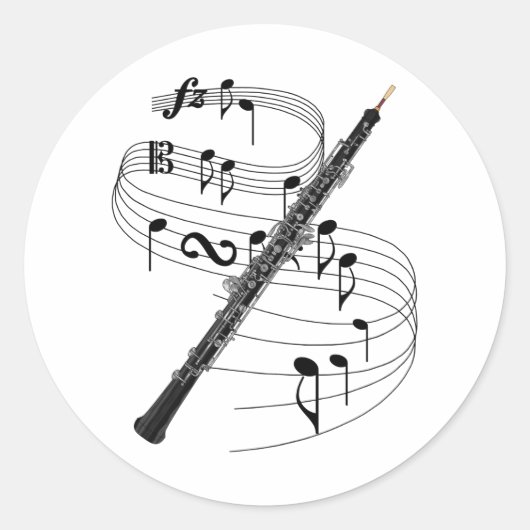 Oboe Ronde Sticker (Voorkant)