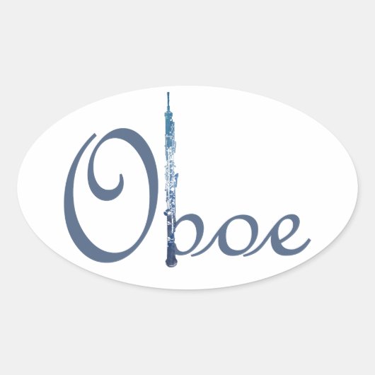 Oboe-script Ovale Sticker (Voorkant)