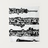Oboe Tapestry Wall Hangen in zwart-wit Wandkleed (Voorkant)