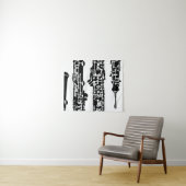 Oboe Tapestry Wall Hangen in zwart-wit Wandkleed (In Situ (horizontaal))