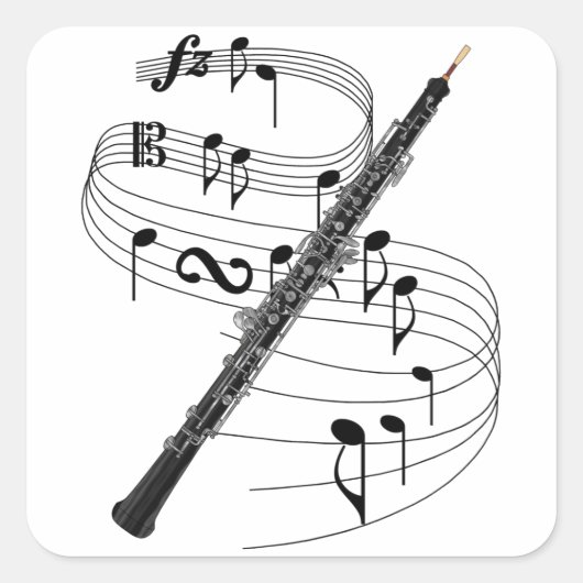 Oboe Vierkante Sticker (Voorkant)