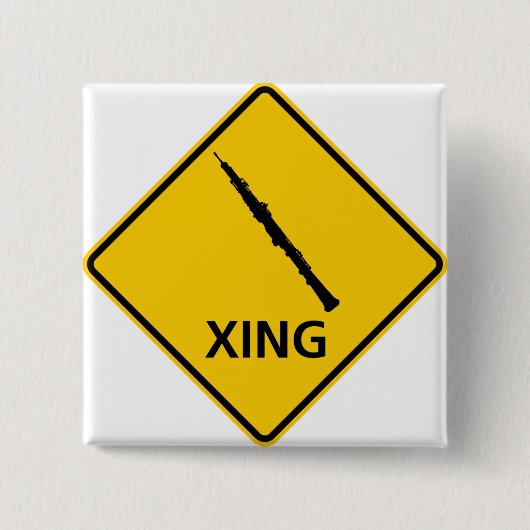 Oboe wegkruising vierkante button 5,1 cm (Voorkant)