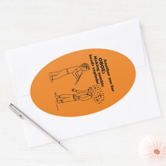 Oboe Zombie Explode Oval Sticker (Envelop)