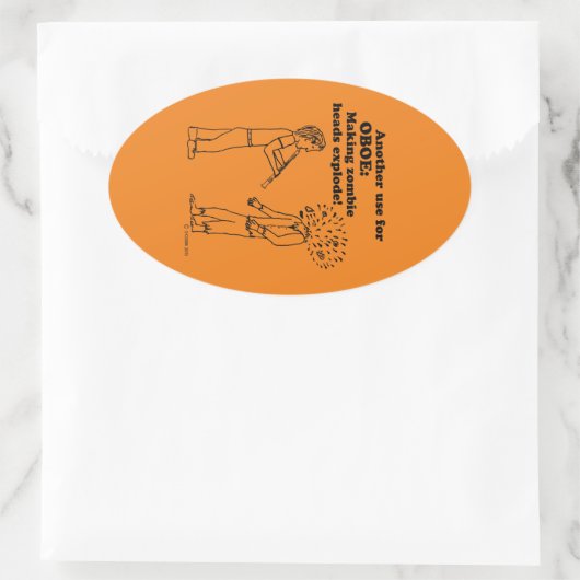 Oboe Zombie Explode Oval Sticker (Tas)