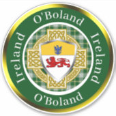 O'Boland Shield & Celtic Cross gepersonaliseerd Sticker (Voorkant)