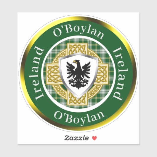 O'Boylan Shield & Celtic Cross gepersonaliseerd Sticker (Vel)