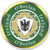 O'Boylan Shield & Celtic Cross gepersonaliseerd Sticker (Voorkant)