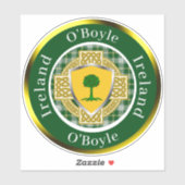 O'Boyle Shield & Celtic Cross Personalized Sticker (Vel)