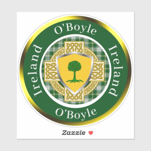 O'Boyle Shield & Celtic Cross Personalized Sticker (Vel)