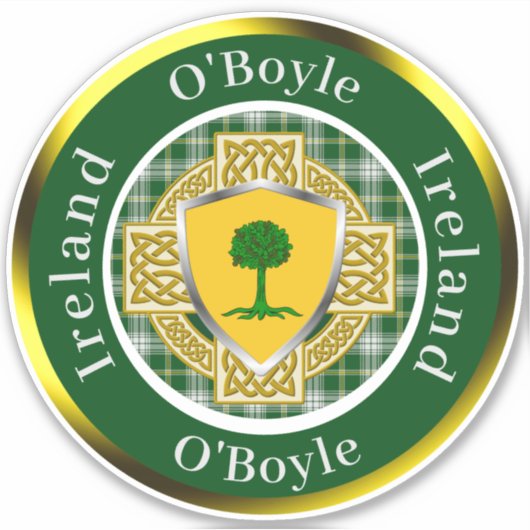 O'Boyle Shield & Celtic Cross Personalized Sticker (Voorkant)
