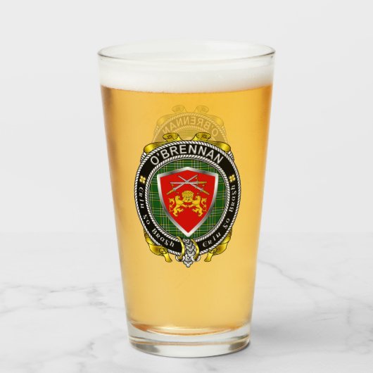 O'Brennan/Brennan Irish Shield Beer Glas (Voorkant gevuld)