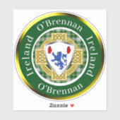 O'Brennan Irish Shield & Celtic Cross Personalized Sticker (Vel)
