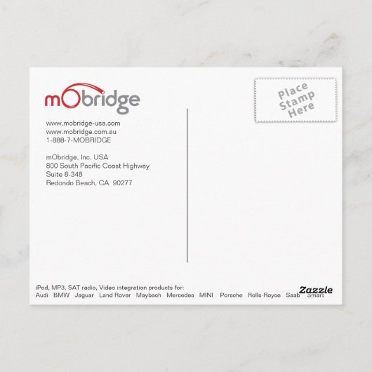 Obridge USA pre-SEMA Briefkaart (Achterkant)