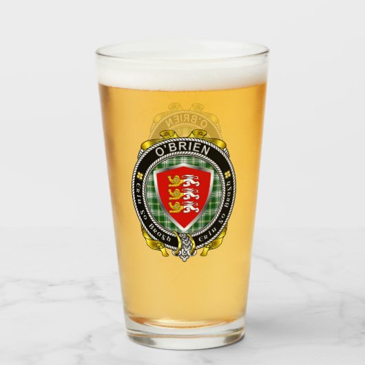 O'Brien/Brien Irish Shield Bierglas Glas (Voorkant gevuld)