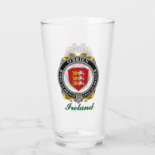 O'Brien/Brien Irish Shield gepersonaliseerd biergl Glas (Achterkant)