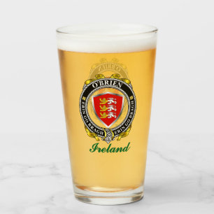 O'Brien/Brien Irish Shield gepersonaliseerd biergl Glas