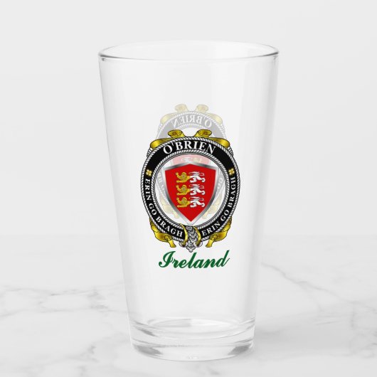 O'Brien/Brien Irish Shield gepersonaliseerd biergl Glas (Voorkant)