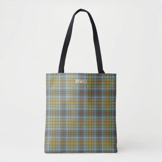 O'Brien Clan Tartan Kleurrijke Plaid Monogram Tote Bag (Voorkant)