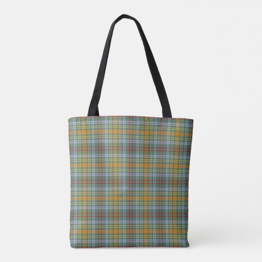 O'Brien Clan Tartan Kleurrijke Plaid Monogram Tote Bag (Achterkant)