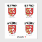 O'Brien Crest Ierse vertaling & betekenis (x4) Sticker (Vel)