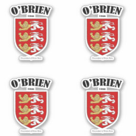 O'Brien Crest Ierse vertaling & betekenis (x4) Sticker