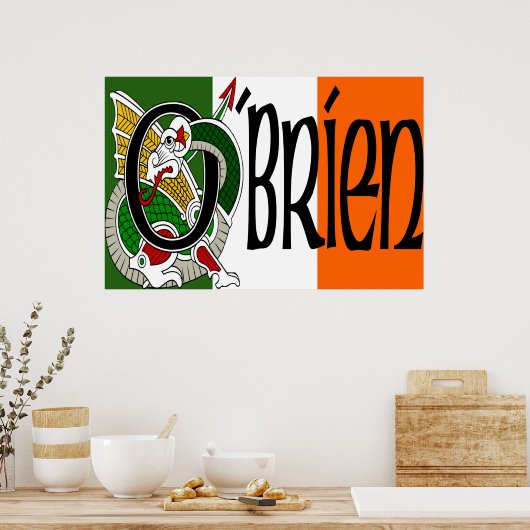 O'Brien Dragon Irish Flag Poster Print (Keuken)