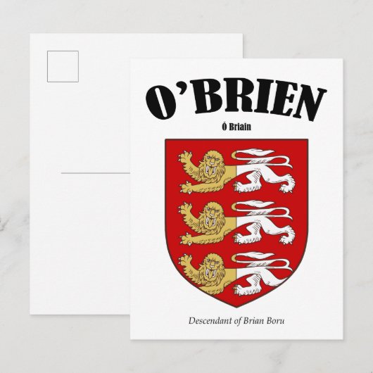O'Brien Family Crest Briefkaart (Voorkant / Achterkant)