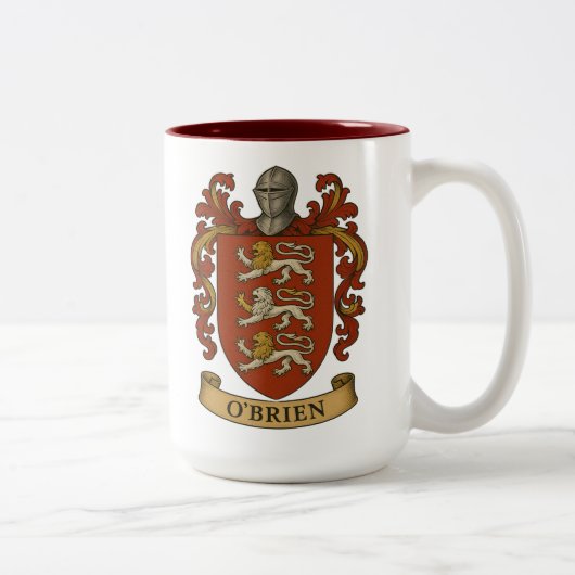 O'Brien Family Crest Mug Tweekleurige Koffiemok (Rechts)