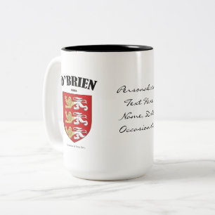 O'Brien Family Crest, Vertaling & Betekenis Tweekleurige Koffiemok