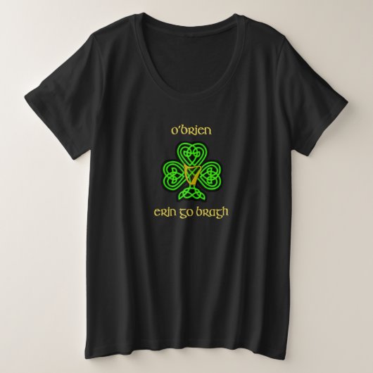 O'Brien Iers T-shirt met Keltische Knoop Plus Maat (Design voorkant)
