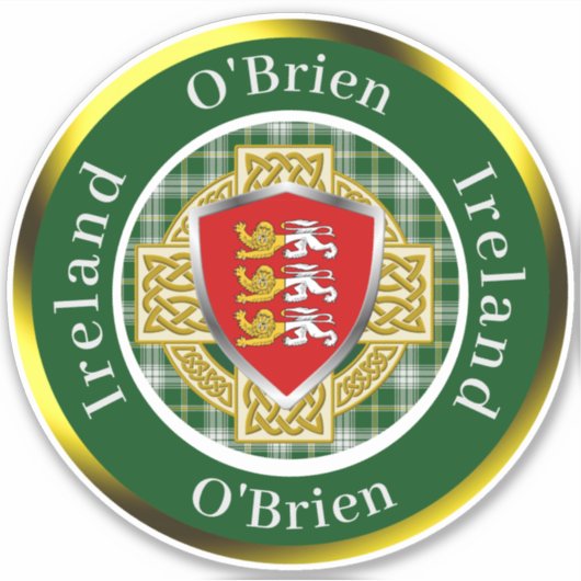 O'Brien Ierse Schild & Keltisch Kruis Persoonlijk Sticker (Voorkant)