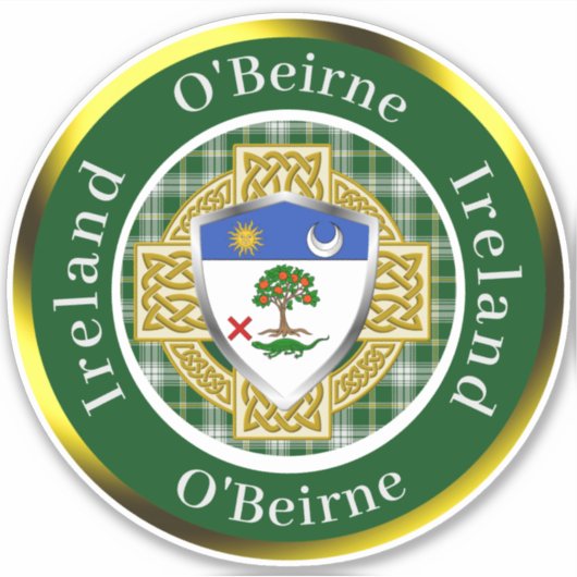 O'Brien Shield & Celtic Cross gepersonaliseerd Sticker (Voorkant)