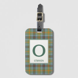 O'Brien Tartan Green Plaid Patroon Bagagelabel