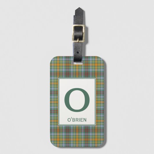 O'Brien Tartan Green Plaid Patroon Bagagelabel (Voorkant (verticaal))