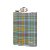 O'Brien Tartan Monogram Groen en Sinaasappel Plaid Heupfles (Links)