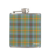 O'Brien Tartan Monogram Groen en Sinaasappel Plaid Heupfles (Voorkant)
