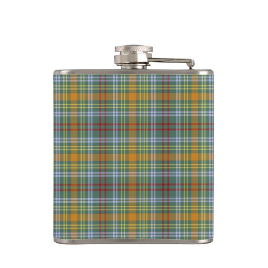 O'Brien Tartan Monogram Groen en Sinaasappel Plaid Heupfles (Achterkant)