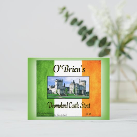 O'Brien's Dromoland Castle Stout Briefkaart (Staand voorkant)