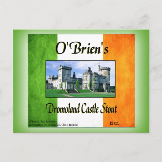 O'Brien's Dromoland Castle Stout Briefkaart (Voorkant)