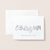 Obrigada portugese dank aan de vrouw Silver Folie Kaarten (Voorkant met envelop)