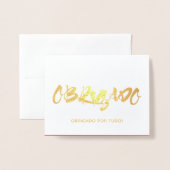 Obrigado portugese schrijfster bedankt u voor het  folie kaarten (Voorkant met envelop)