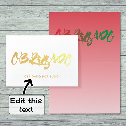 Obrigado portugese schrijfster bedankt u voor het  folie kaarten