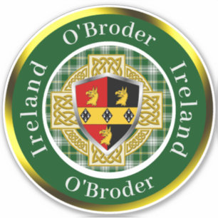 O'Broder Ierse Schild & Keltisch Kruis Persoonlijk Sticker
