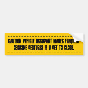 Obscene Driving Gestures Bumpersticker